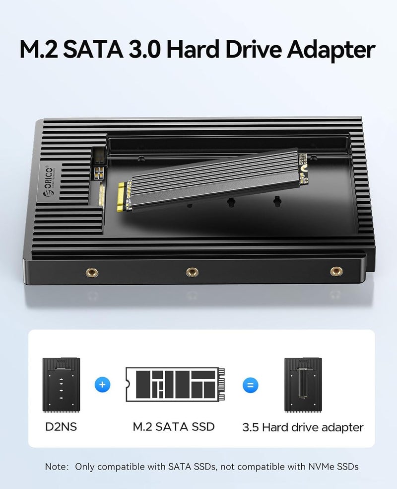 Orico محول M.2 NGFF إلى SATA بحجم 3.5 بوصة، محول SSD بسرعة 6Gbps، متوافق مع M.2 SATA SSD (2230/2242/2260/2280، مفتاح B+M) [لا يدعم NVMe/PCIE، مفتاح M] - Image 2
